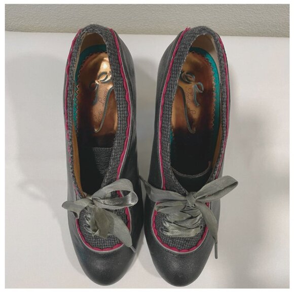 POETIC LICENCE LONDON "Backlash" Heeled Oxford Black/Burgundy 9/9.5 - Picture 2 of 13